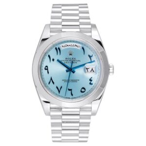 Rolex Day-Date Platinum Ice Blue Arabic Dial Smooth Dial