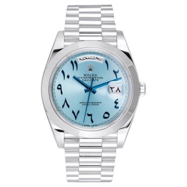 Rolex Day-Date Platinum Ice Blue Arabic Dial Smooth Dial